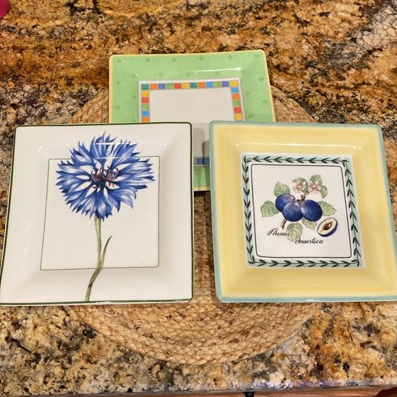 Bundle of 3 Villeroy & Boch salad plates in 3 different designs